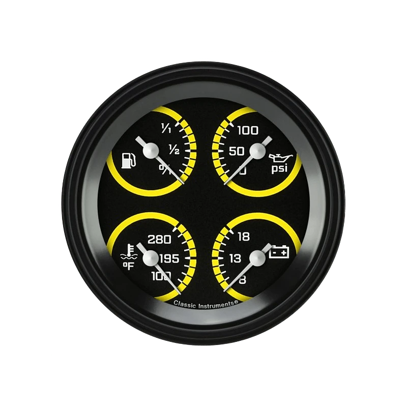 Classic Instruments® - AutoCross Yellow Series Quad Gauge